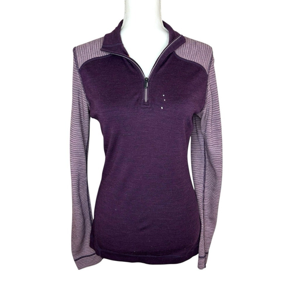 Smartwool Medium M Purple Mist 250 Baselayer 1/4 Zip Long Sleeve Merino Wool Top